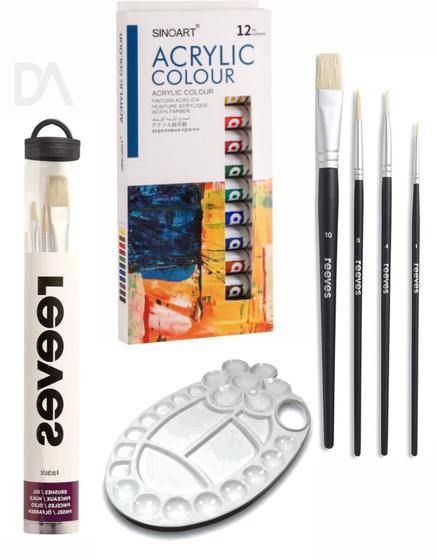 Imagem de Kit Pintura Tinta Oleo  Pincel Longo Gode Sinoart