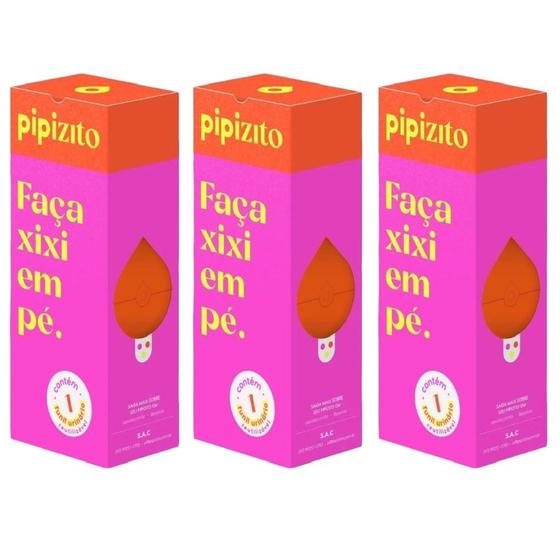 Imagem de Kit Pipizito Funil Urinário Reutilizável Laranja Com 3 Caixas De 1 Unidade Cada