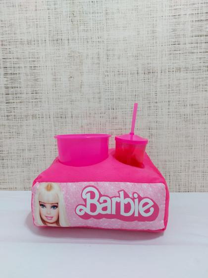 Imagem de Kit Pipoca Almofada Personalizada + Balde Pipoca Copo com Tampa Barbie Boneca