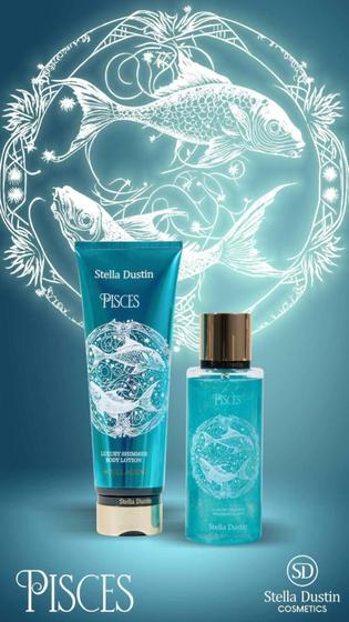 Imagem de Kit Pisces Body Splash Shimmer 250 ml + Creme Hidratante Shimmer 236ml Stella Dustin