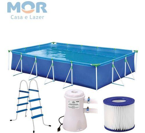 Kit Piscina 10.000 Litros C/ Bomba + Escada Premium Mor Menor preço em Kit Piscina 10.000 Litros C/ Bomba + Escada Premium Mor