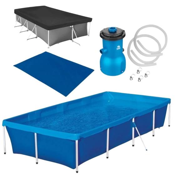 Imagem de Kit Piscina 3000 Lts + Capa + Forro + Bomba Filtrante 110v