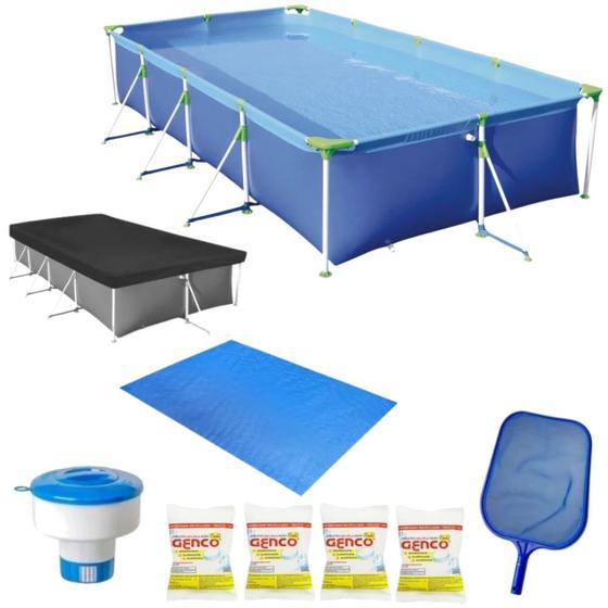Imagem de Kit Piscina 5000l com Capa, Forro, Cloro, Peneira, Flutuador