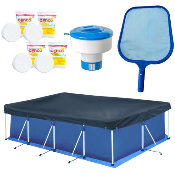 Imagem de Kit Piscina 5000l com Capa, Forro + Peneira + Flutuador + Pastilha de Cloro