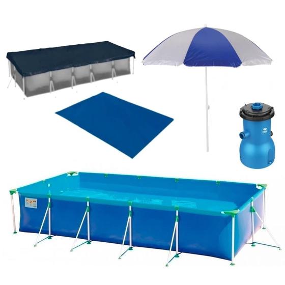 Imagem de Kit Piscina 7600 Lts Mor + Bomba 3028l 110v + Capa + Forro + Guarda Sol