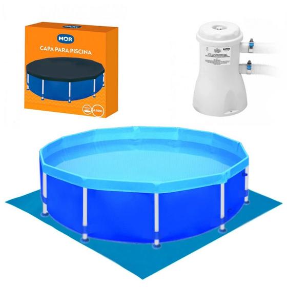 Kit Piscina Circular Estrutural 4500 L + Capa + Forro + Filtro 220v Mor Menor preço em Kit Piscina Circular Estrutural 4500 L + Capa + Forro + Filtro 220v Mor