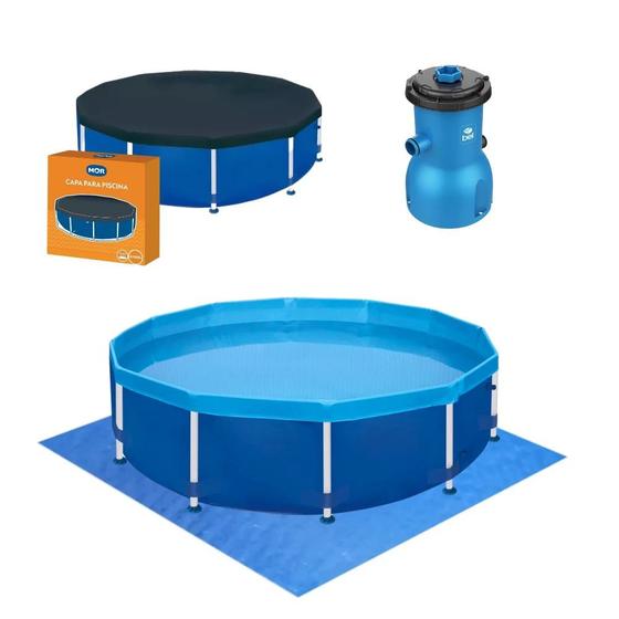 Imagem de Kit Piscina Circular Estrutural 4500 L + Capa + Forro + Filtro 3028 L/H 110v Mor