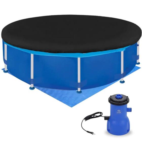 Imagem de Kit Piscina Circular Estrutural 4500 L + Capa + Forro + Filtro 3028 L/H 220v Mor