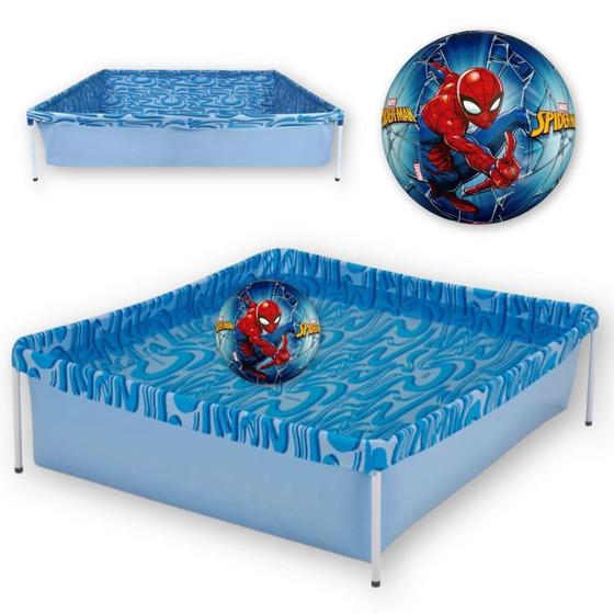 Imagem de Kit Piscina de Armacao Infantil 400 L + Bola Inflavel Homem-aranha  Mor 