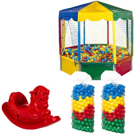 Imagem de Kit Piscina de Bolinhas 2,00m Oitavada 1000 Bolinhas Gangorra 1 Lugar