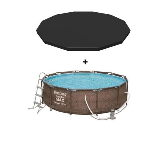 kit Piscina Deluxe 9.150L + Cobertura 3,66m - BESTWAY Menor preço em kit Piscina Deluxe 9.150L + Cobertura 3,66m - BESTWAY