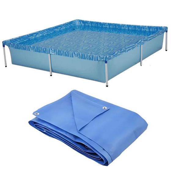 Imagem de Kit Piscina Estruturada Quadrada 1500 Litros + Lona 4x4 Cor Azul