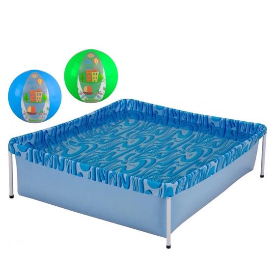 Imagem de Kit Piscina Infantil 400 Litros + 2 Bolas Inflaveis 40 Cm Verde e Azul  Mor 