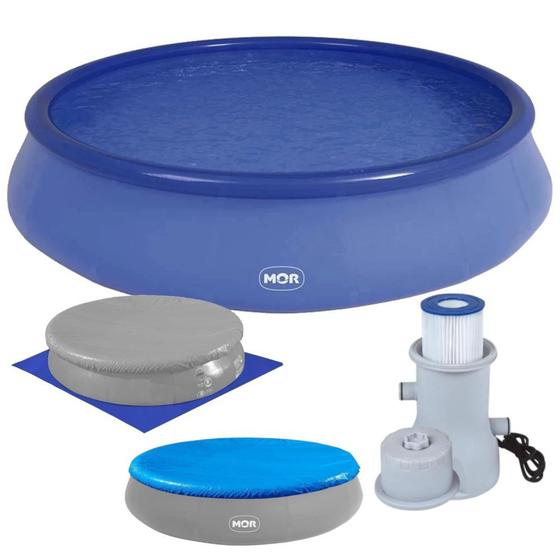 Kit Piscina Inflavel 12000 Litros + Capa + Forro + Filtro 3.600 L/H 110v Mor e Lazer Menor preço em Kit Piscina Inflavel 12000 Litros + Capa + Forro + Filtro 3.600 L/H 110v Mor e Lazer