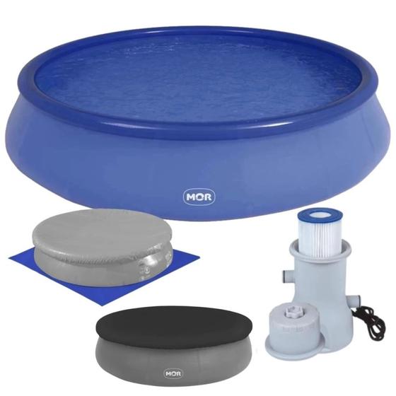 Imagem de Kit Piscina Inflavel 12000 Litros + Capa + Forro + Filtro 3.600 L/H 110v