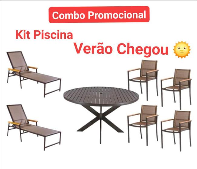 Imagem de Kit Piscina mesa com 4 cadeiras + Espreguicadeira