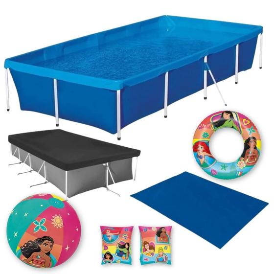 Imagem de Kit Piscina Mor 3000 Litros + Capa e Forro + Bola e Boias Das Princesas