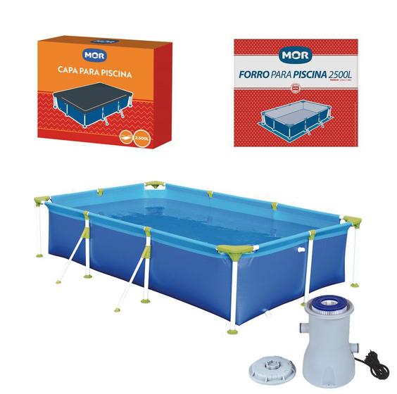 Imagem de Kit Piscina Premium 2500 Litros + Capa + Forro + Filtro - Mor