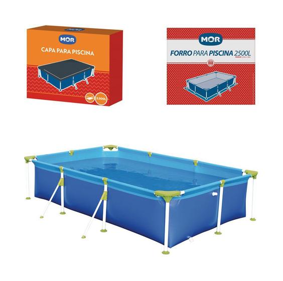 Imagem de Kit Piscina Premium 2500 Litros + Capa + Forro - Mor