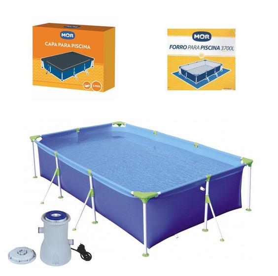 Imagem de Kit Piscina Premium 3700 Litros + Capa + Forro + Filtro - Mor