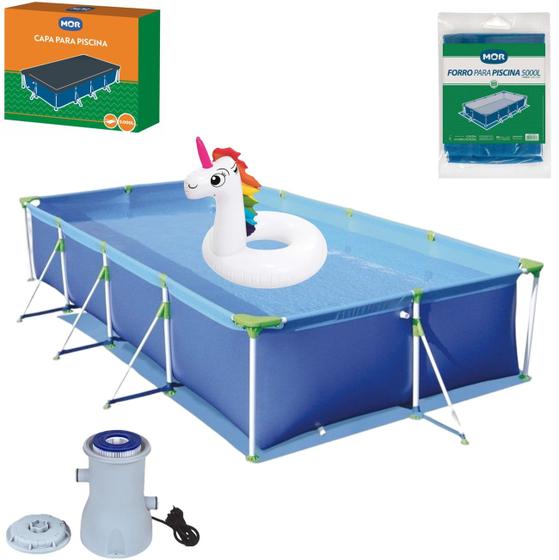 Imagem de Kit Piscina Premium 5000 Litros Capa Forro Filtro 2200L/h Boia Unicórnio- Mor