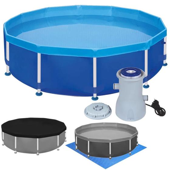 Imagem de Kit Piscina Redonda Estruturada 4500 L com Filtro 220v, Capa e Forro  Mor 