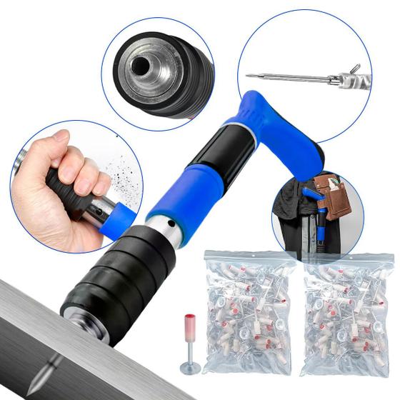 Imagem de Kit Pistola de Fixação Finca Pino com 220 Pregos mais kir de segurança