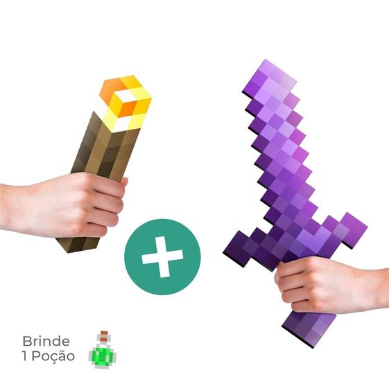 Imagem de Kit Pixel NETHERINE ENCANTADO Espada, Picareta, Machado