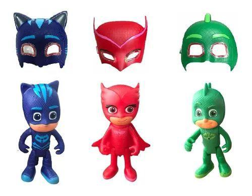 Kit Pj masks Com 6 Pçs Bonecos 15cm E Máscaras C/ Led/luz Menor preço em Kit Pj masks Com 6 Pçs Bonecos 15cm E Máscaras C/ Led/luz