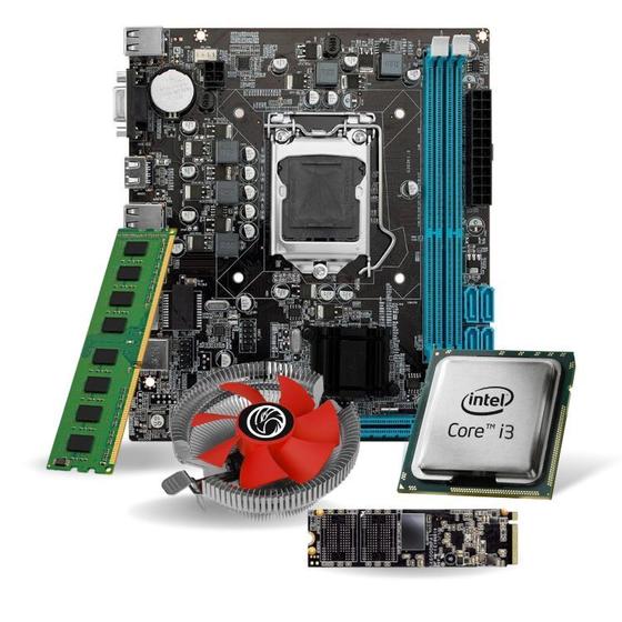 Imagem de Kit Pl Mãe H61 + Proc. I3 3220 + Mem. 8gb Ddr3 + Cooler + M.2 256gb