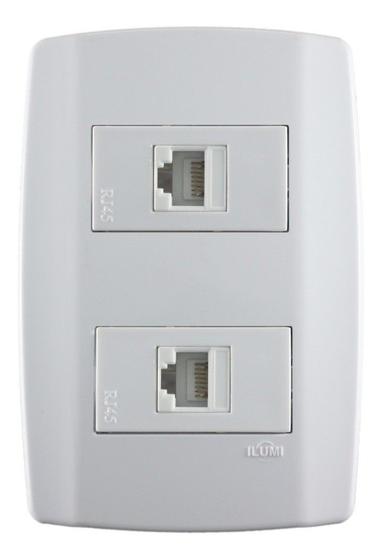 Kit Placa 2 Módulos 4x2 + 2 Tomadas Rj45 Cat5 Slim Ilumi Menor preço em Kit Placa 2 Módulos 4x2 + 2 Tomadas Rj45 Cat5 Slim Ilumi
