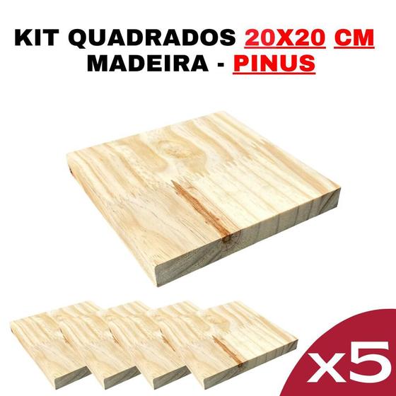 Imagem de Kit Placa de Madeira Pinus Premium 20cmx20cmx15mm - Ecológico - DIY - Pintura - Chapa Natural - Decoração - Artesanato - Corte CNC - Painel Rústico