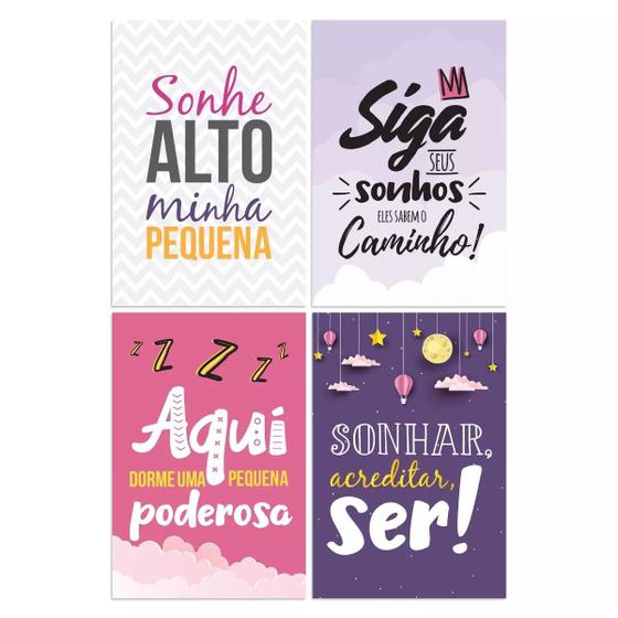 Imagem de Kit Placa Decorativa MDF Frases Infantis Menina 4un