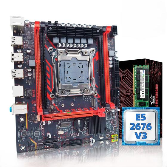 Imagem de Kit Placa-Mãe Intel LGA2011-3 Xeon E5-2676 V3 + 16GB DDR3 ECC + NVME M.2 SATA X99-8D3