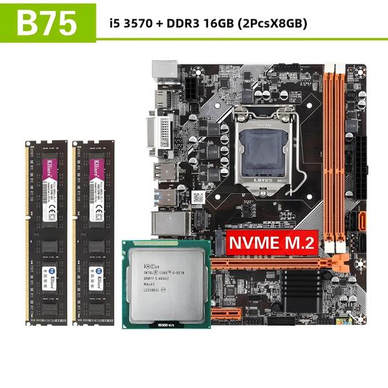 Imagem de Kit Placa-Mãe Kllisre B75 com Processador Core i5 3570 - 16GB DDR3 1600MHz - NVMe M.2, USB 3.0 e SATA3