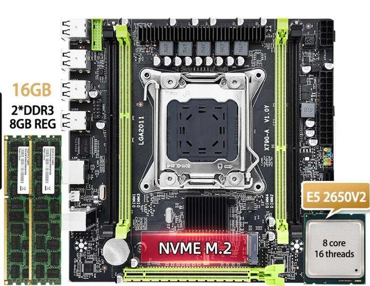 Imagem de Kit Placa Mãe X79g-a com 16gb de memória Ddr3 e Processador Xeon E5 2650