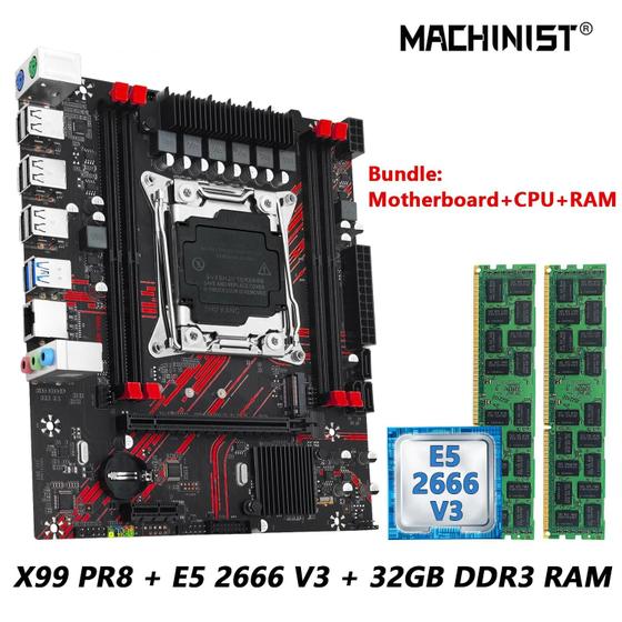 Imagem de Kit Placa-Mãe X99 com Processador Intel Xeon E5 2666 V3, 16GB de RAM DDR3