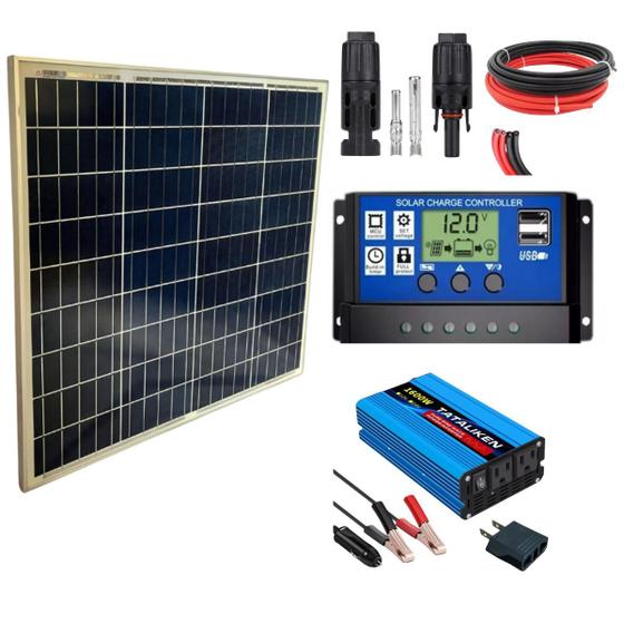 Imagem de Kit Placa Solar Fotovoltaica 60w + Inversor + Controlador