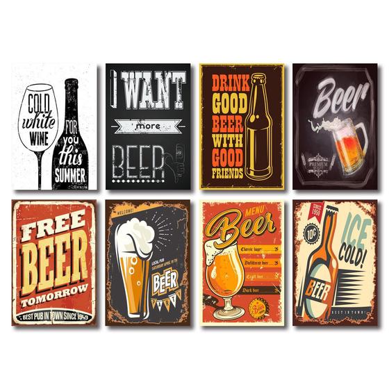 Imagem de Kit Placas Decorativas Bebidas Bar Cervejas Mdf - 8 Placas