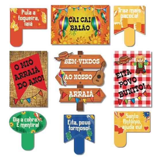 Kit Placas Festa Junina Frases Arraia Bem Vindos 9 pçs - Art Print ...