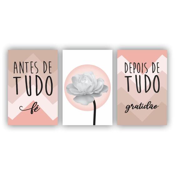 Imagem de Kit Placas Quadros 3 Pçs 20X30 Religião Antes De Tudo Rose