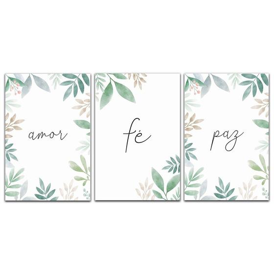 Kit Placas Quadros Decorativos 3 pçs MDF 20x30 Amor Fé e Paz Menor preço em Kit Placas Quadros Decorativos 3 pçs MDF 20x30 Amor Fé e Paz