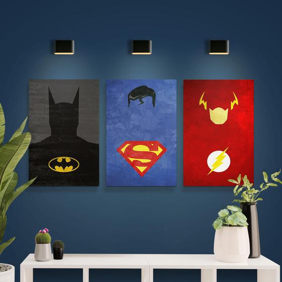 Imagem de Kit Placas Quadros Decorativos 3 Peças Mdf - Super Heróis