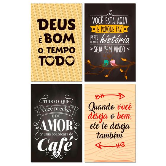 Imagem de Kit Placas Quadros Decorativos Bebidas Frases 4 pçs 20x30 cm