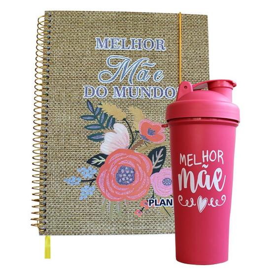 Imagem de Kit Planner Marrom 80 Folhas Com Shakeira Copo Dia Das Mães