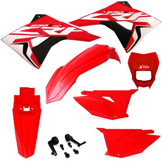 Imagem de Kit Plástico Biker Elite Crf 230 Adesivos Carenagem Farol X cell