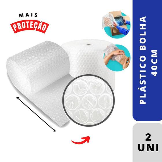 Imagem de Kit Plastico Bolha 0,40 Mt C/2 Rolos