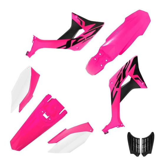 Imagem de Kit Plástico EVO CRF250F Rosa Neon/Branco Biker