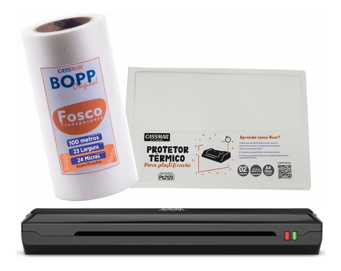 Imagem de Kit Plastificadora A4 Aurora 110V + Bopp Fosco + Protetor Térmico