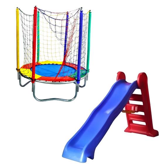 Imagem de Kit Playground Cama Elástica Pula Pula 1,40m  Escorregador Grande